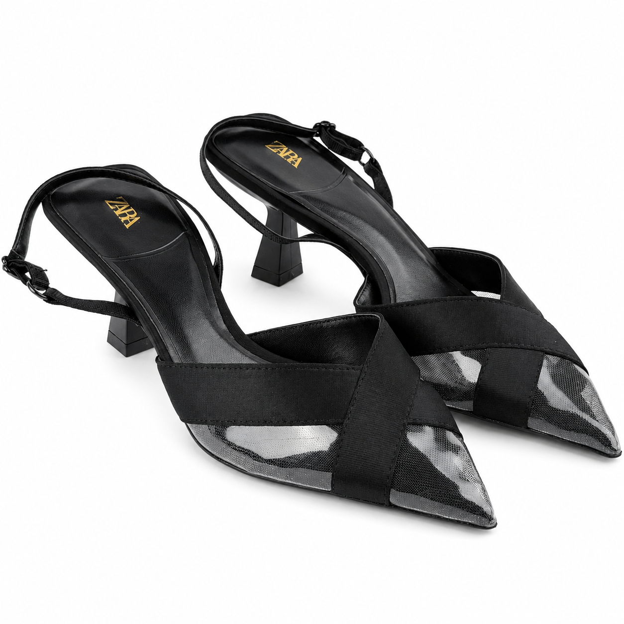 Mesh-Detail Slingback Heels - Black - image 2