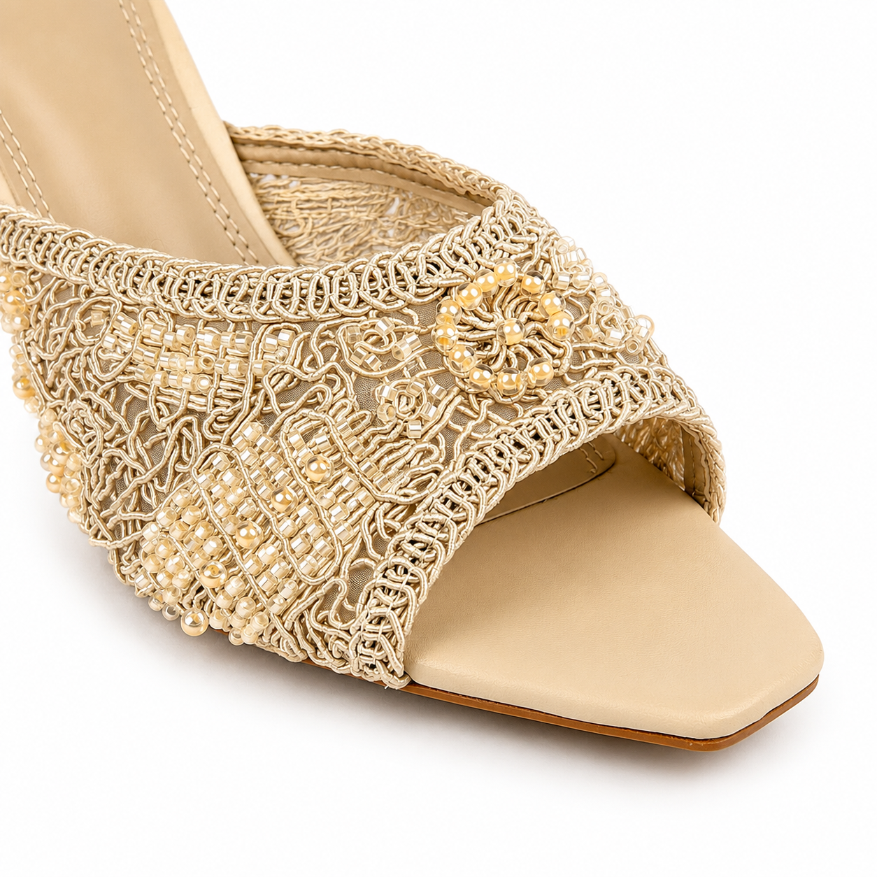 Pearl Woven Kitten-Heel Mules - image 5