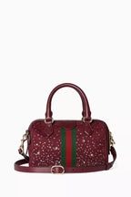 Gucci Small Ophidia Crystals Boston Bag in GG Canvas - Image 1