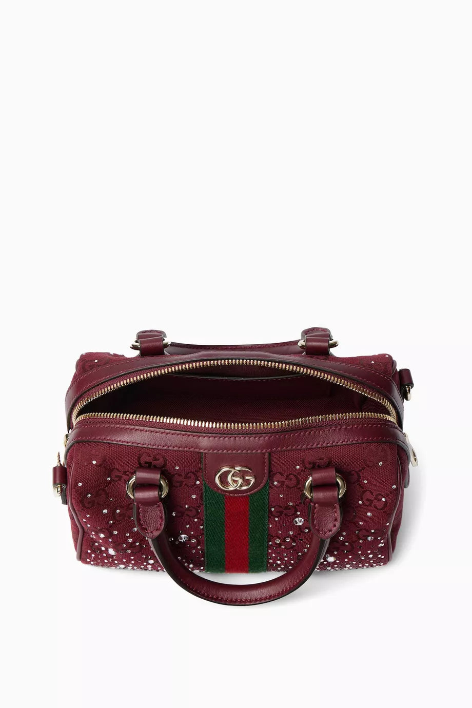 Gucci Small Ophidia Crystals Boston Bag in GG Canvas - Image 2