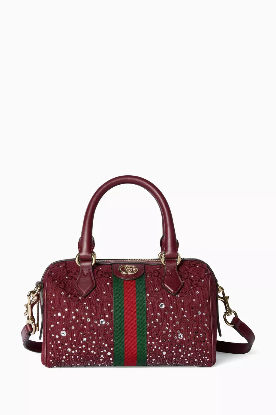 Gucci Small Ophidia Crystals Boston Bag in GG Canvas - Image 4
