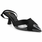 Mesh-Detail Slingback Heels - Black - image 4
