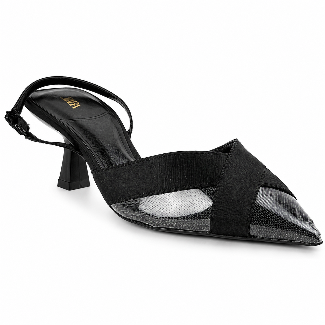 Mesh-Detail Slingback Heels - Black - image 4