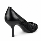 Embroidered Pearl Heels - Black - image 5