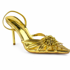 Metallic High-Heel Mules - Gold - image 6
