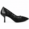 Embroidered Pearl Heels - Black - image 1