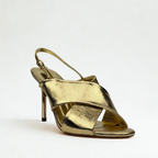 Metallic Crossover Slingback Heels - Gold - image 4