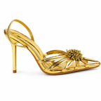 Metallic High-Heel Mules - Gold - image 1