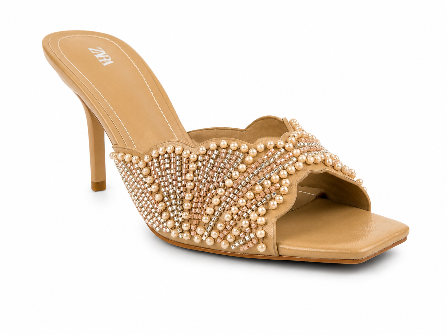 Minimal Heeled Mules - Beige - image 5