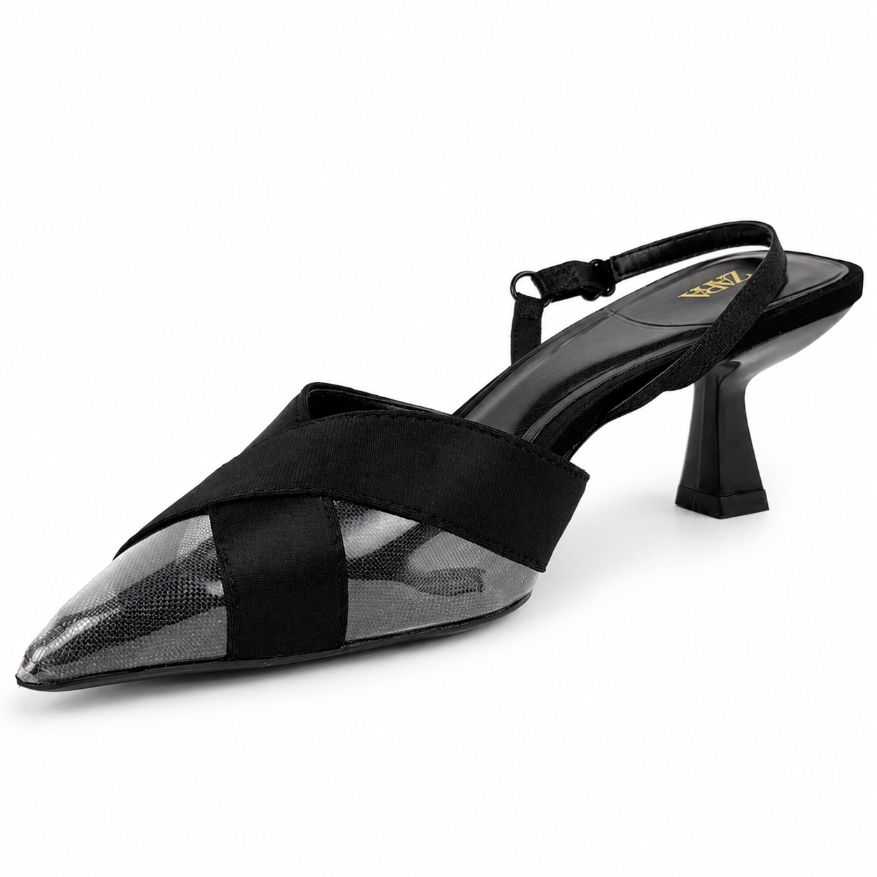 Mesh-Detail Slingback Heels - Black - image 3