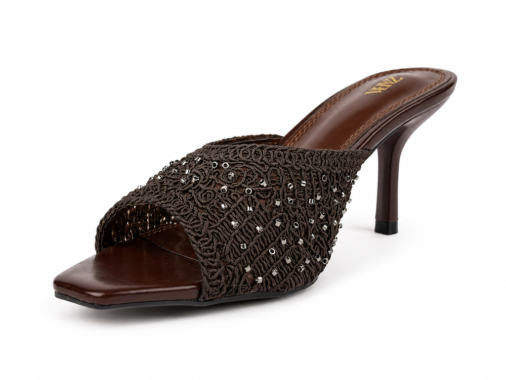 Beaded Woven Mule Heels - image 4