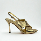 Metallic Crossover Slingback Heels - Gold - image 1