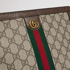 Gucci Ophidia Medium Pouch beige and ebony GG Supreme canvas - back view | MOAH