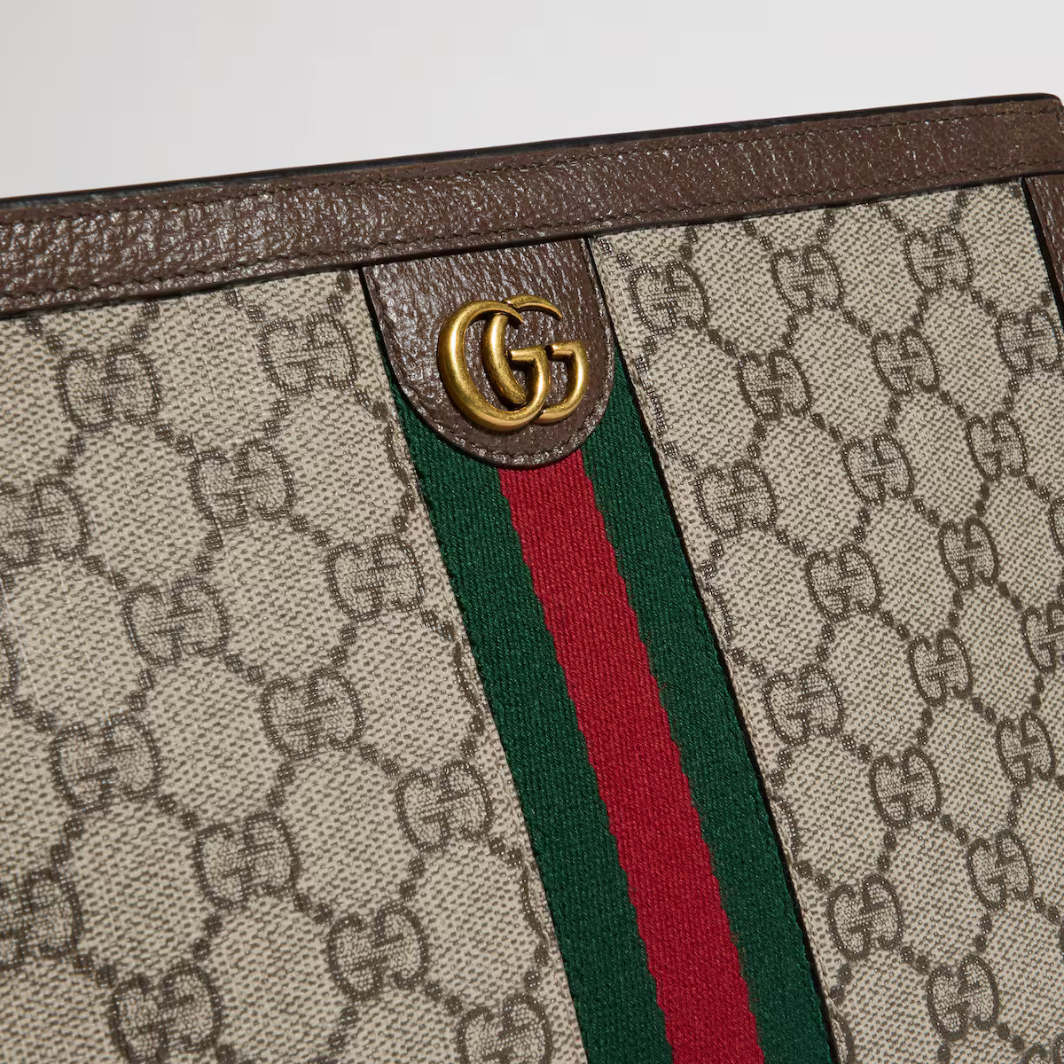 Gucci Ophidia Medium Pouch beige and ebony GG Supreme canvas - back view | MOAH