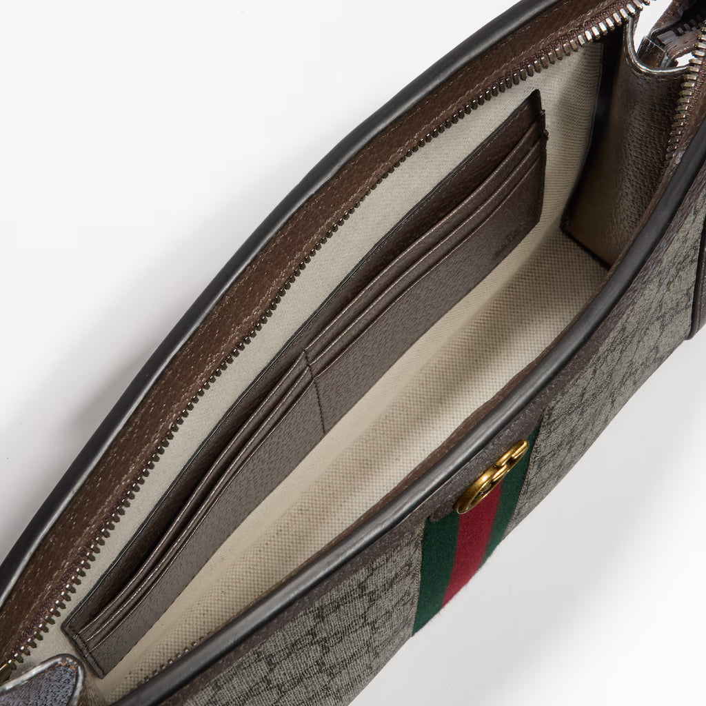 Gucci Ophidia Medium Pouch with detachable wrist strap and gold-tone hardware - side view | MOAH