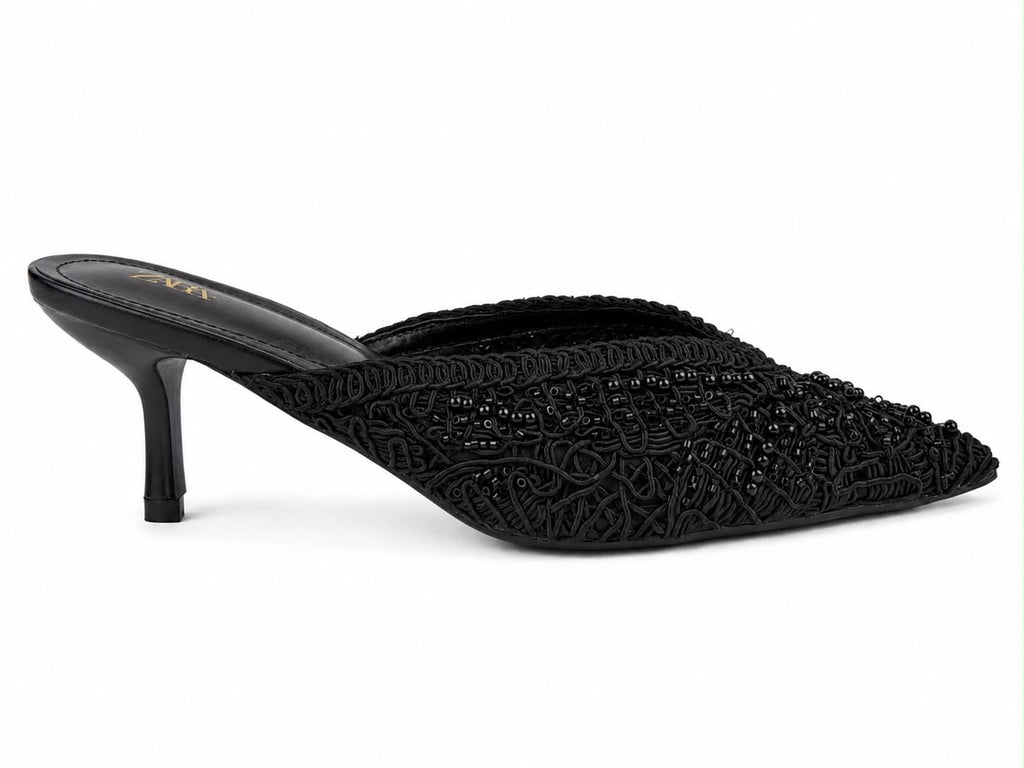 Beaded Kitten-Heel Mules - image 1