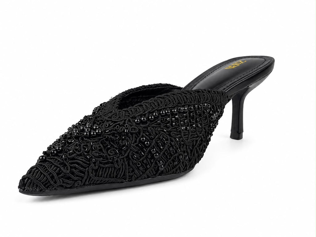 Beaded Kitten-Heel Mules - image 3