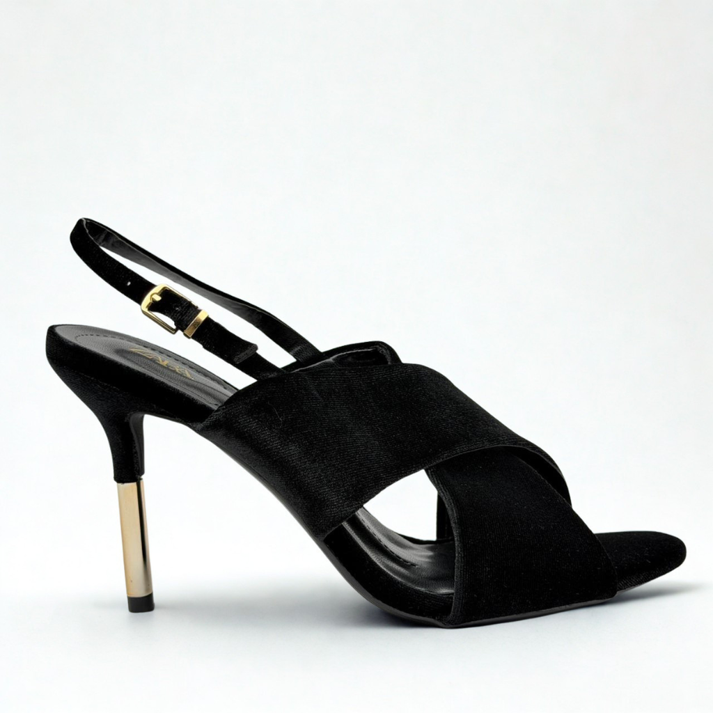 Crossover Slingback Heels - Black - image 1