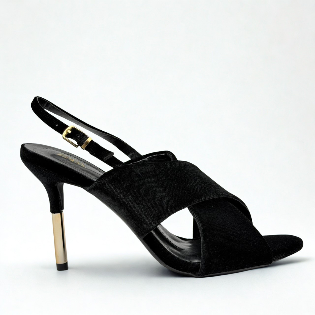 Crossover Slingback Heels - Black - image 1