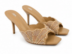 Minimal Heeled Mules - Beige - image 2