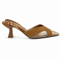 Mesh-Detail Slingback Heels - Brown - image 1