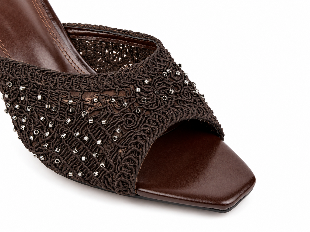 Beaded Woven Mule Heels - image 3