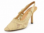 Metallic-Finish Heels - Beige - image 3
