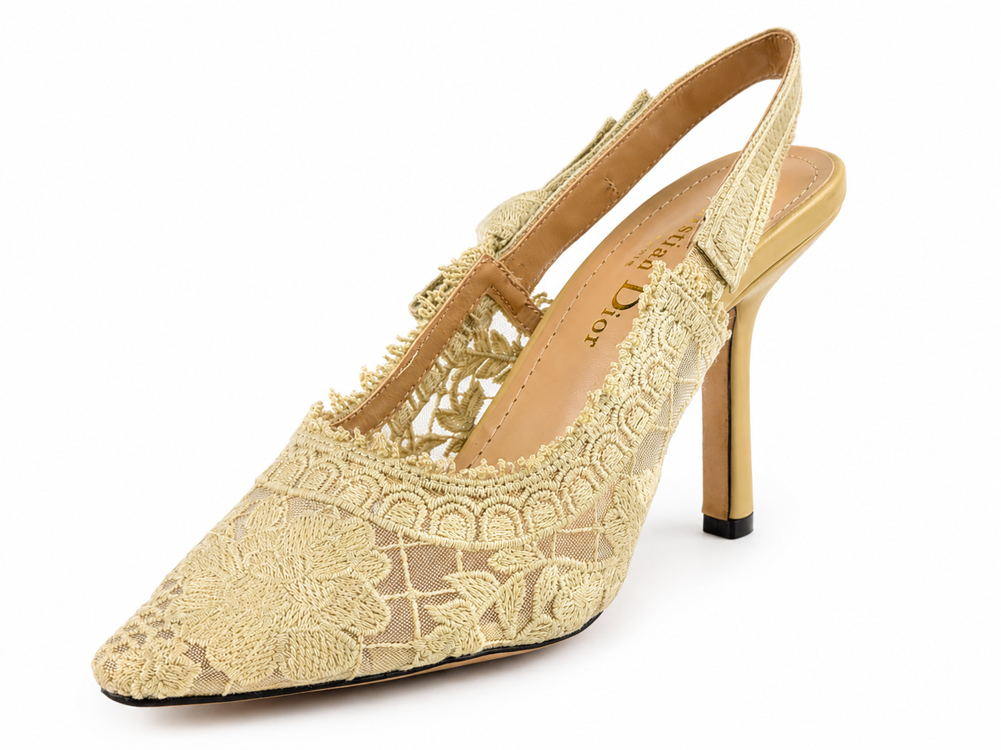 Metallic-Finish Heels - Beige - image 3
