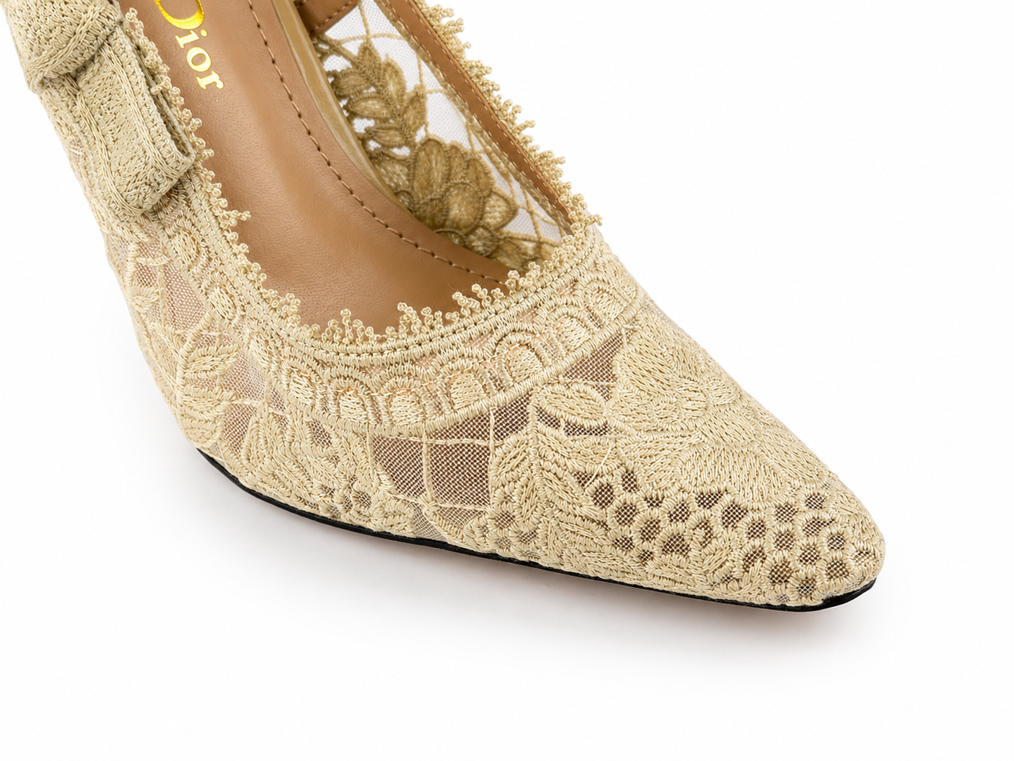 Metallic-Finish Heels - Beige - image 4