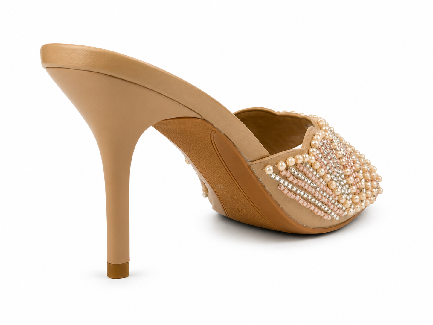Minimal Heeled Mules - Beige - image 3