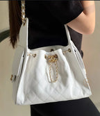 Chanel Quilted 25 Handbag Medium in White - image 3 | MOAH