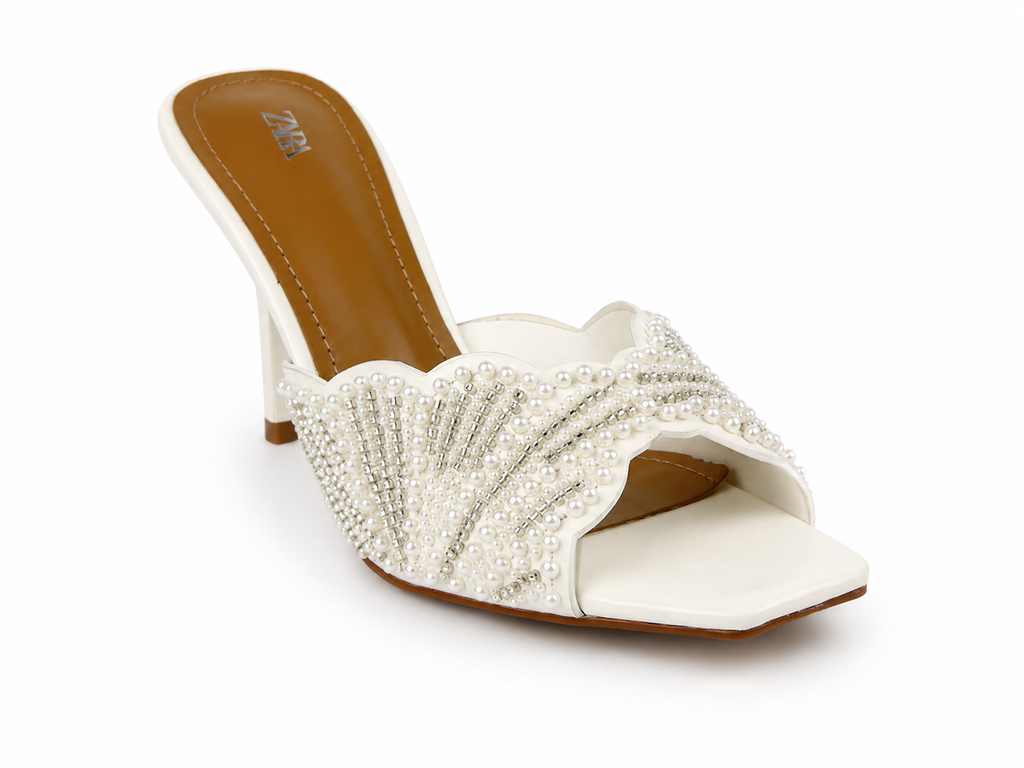 Pearl-Embellished Mule Heels - White - image 2
