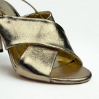 Metallic Crossover Slingback Heels - Gold - image 2