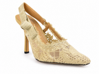 Metallic-Finish Heels - Beige - image 5