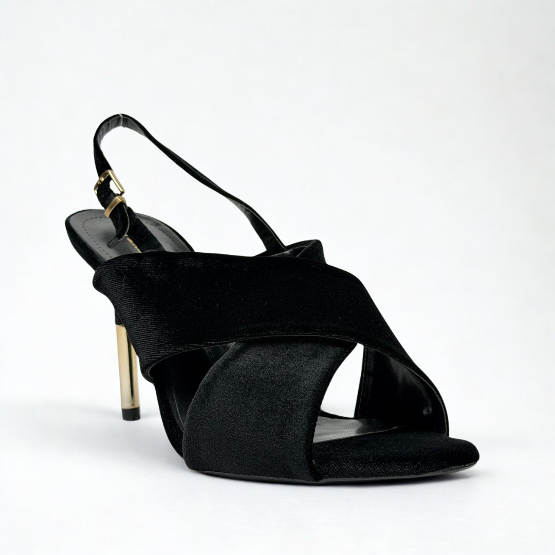 Crossover Slingback Heels - Black - image 3