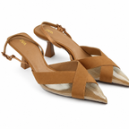 Mesh-Detail Slingback Heels - Brown - image 4
