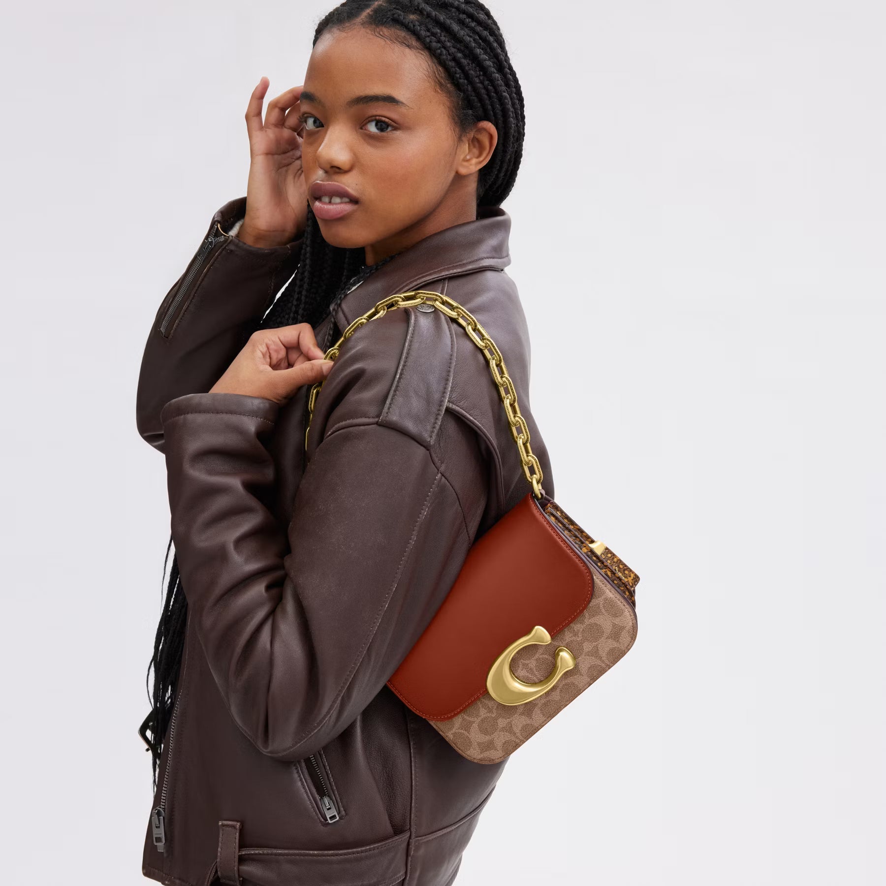 Coach Idol Bag with Snakeskin Detail in Black / Tan / Rust - image 12 | MOAH