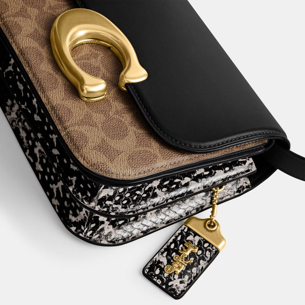 Coach Idol Bag with Snakeskin Detail in Black / Tan / Rust - image 3 | MOAH