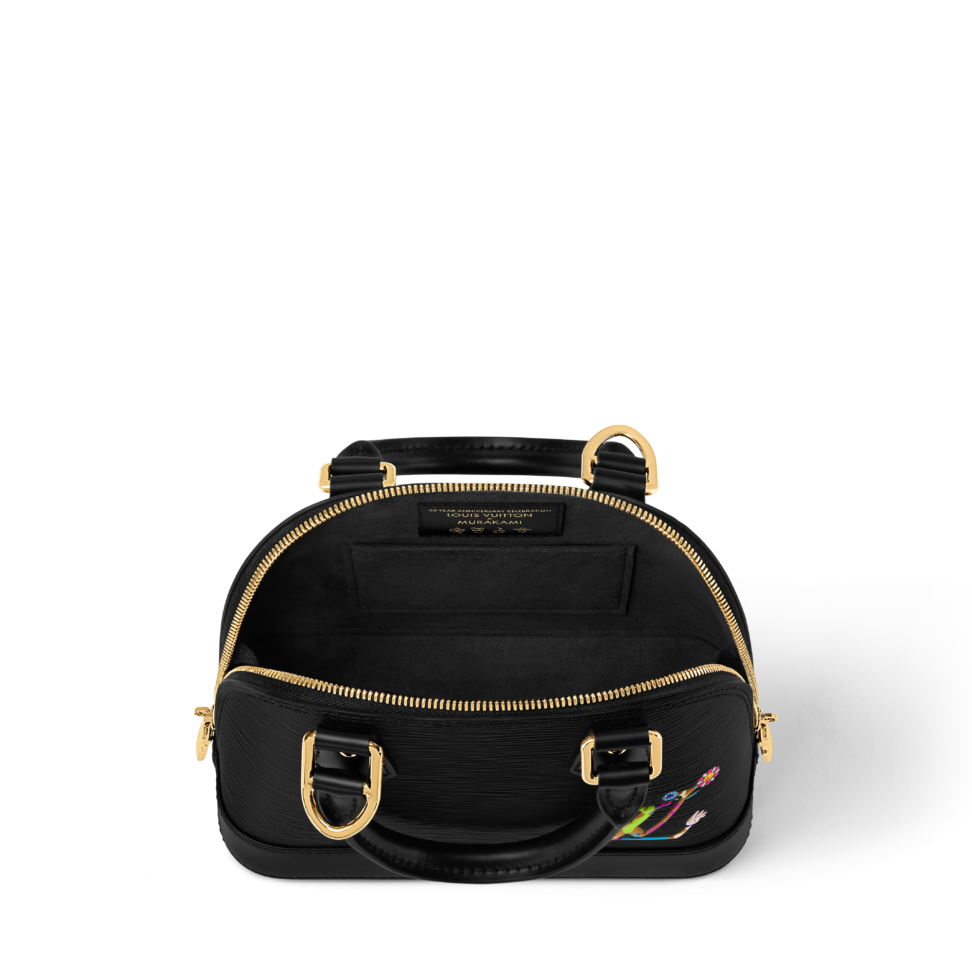 Louis Vuitton x TM Alma BB in Black - interior view | MOAH