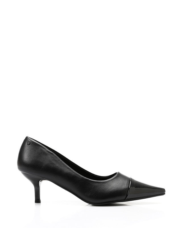 Pointed Toecap Leather Plain Heels