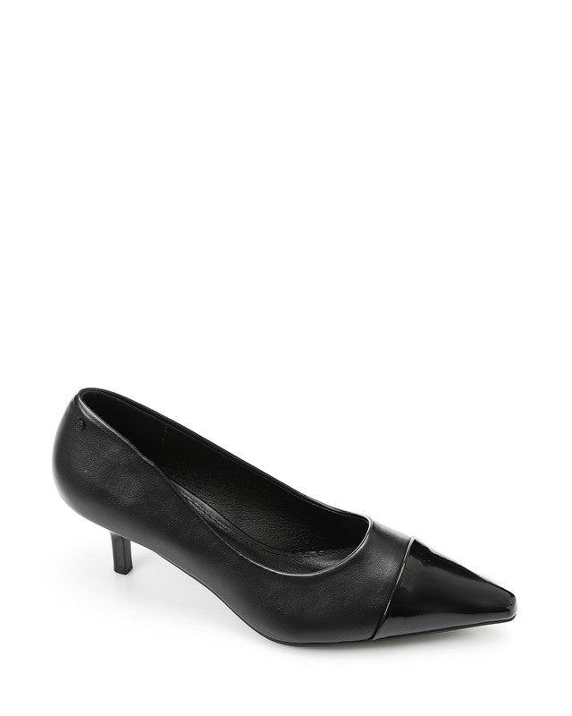 Pointed Toecap Leather Plain Heels
