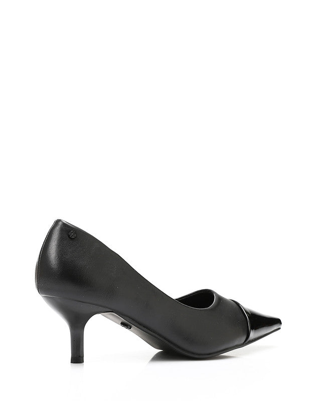 Pointed Toecap Leather Plain Heels
