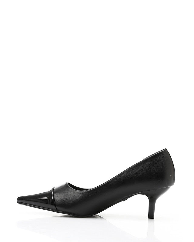 Pointed Toecap Leather Plain Heels