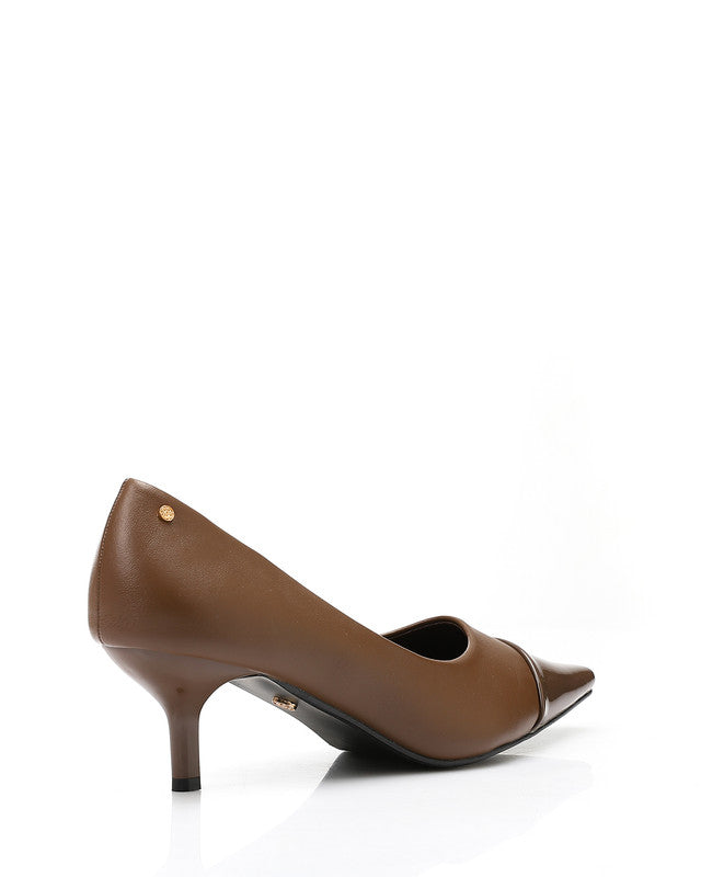 Pointed Toecap Leather Plain Heels