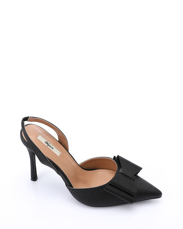 Midnight Elegance Bow Heels