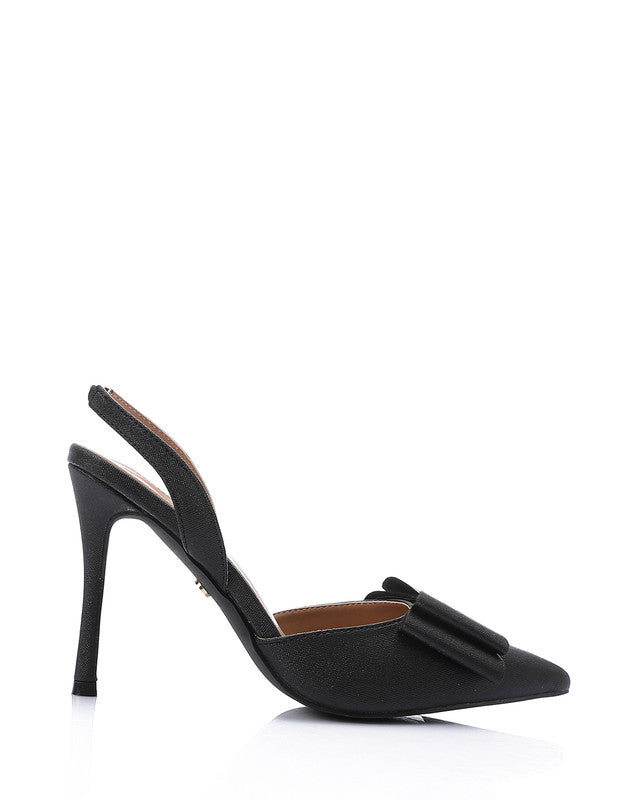 Midnight Elegance Bow Heels