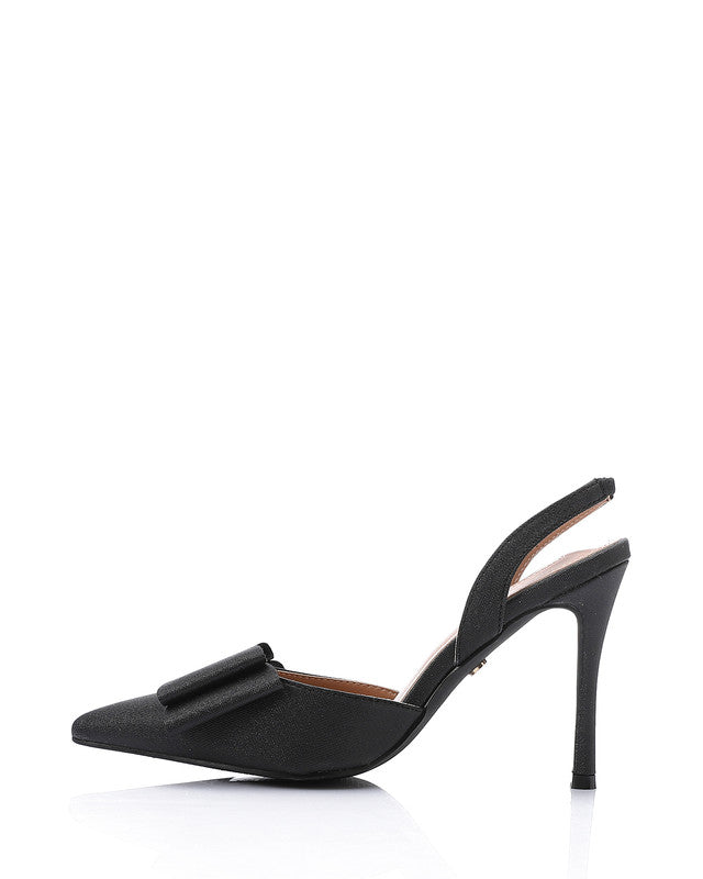 Midnight Elegance Bow Heels