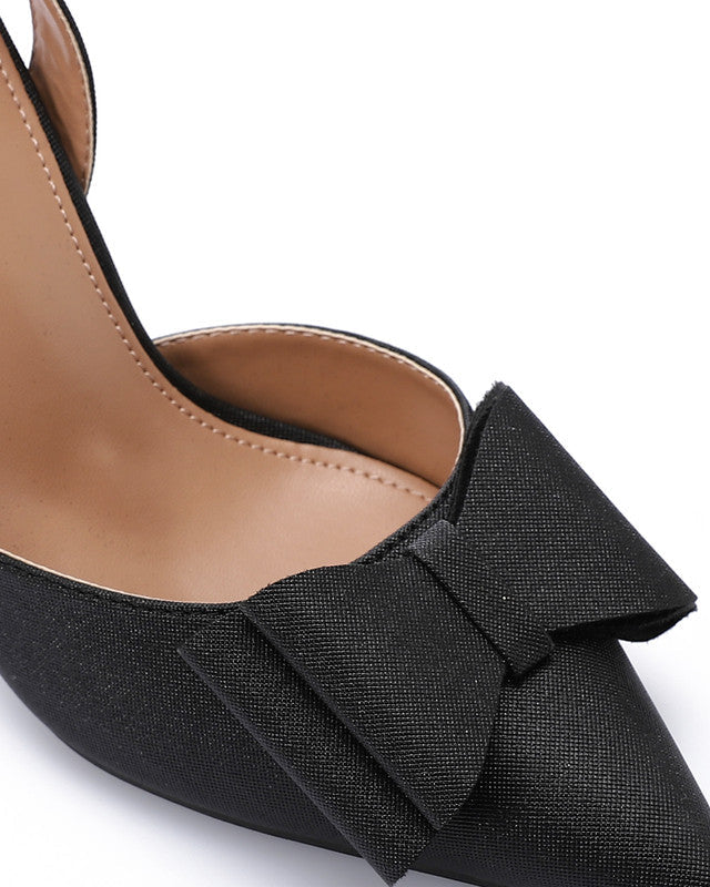 Midnight Elegance Bow Heels