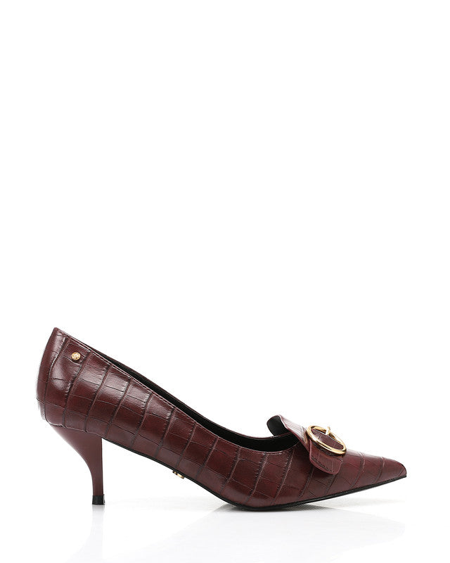 Faux Leather Pointed Toecap Heels