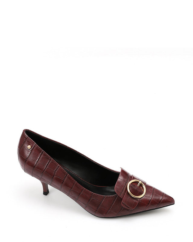 Faux Leather Pointed Toecap Heels